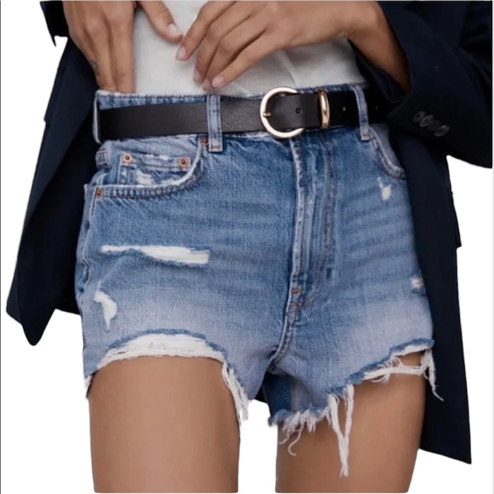 Zara Distressed High Rise Denim Cutoff Shorts - Picture 1 of 4